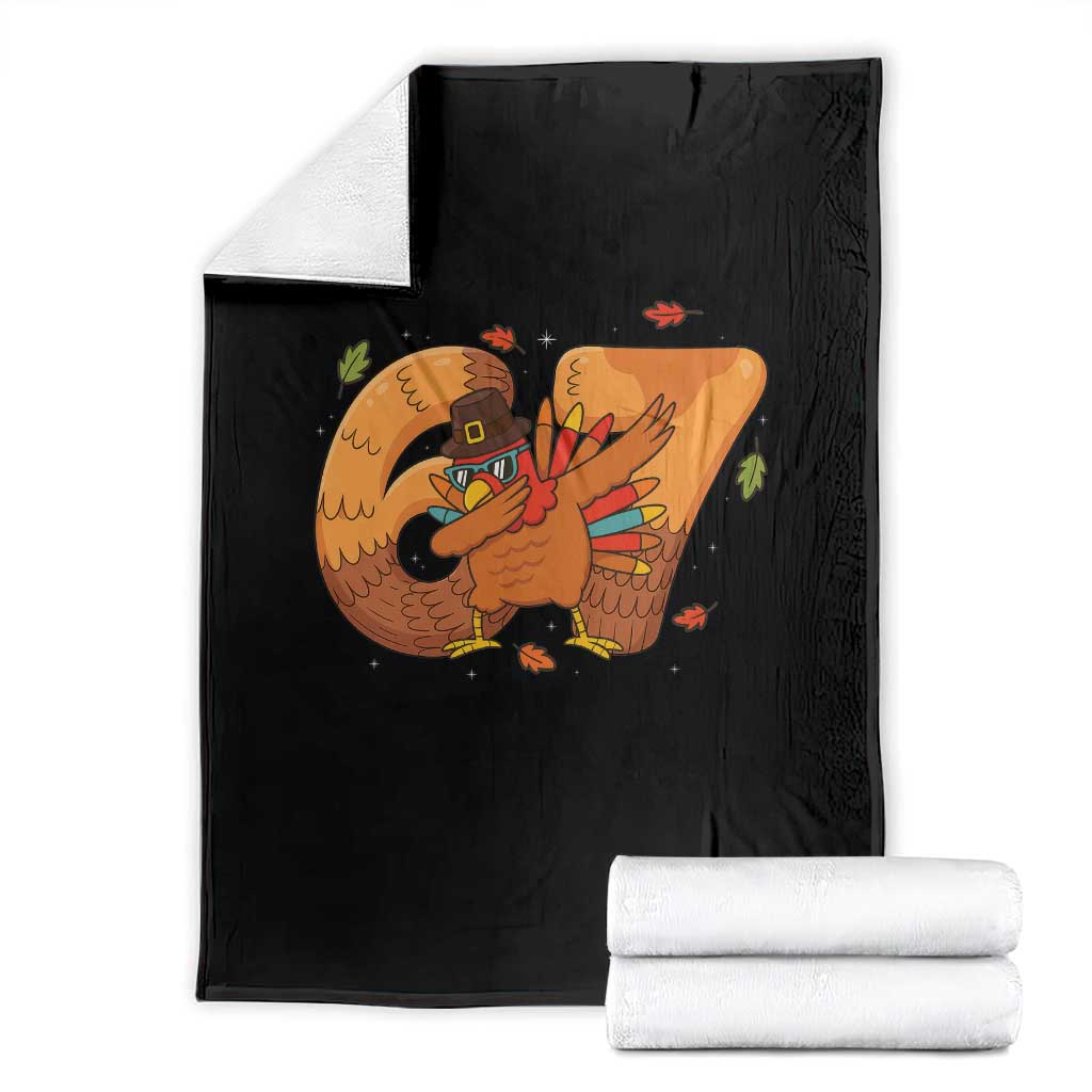 Thanksgiving Turkey Dabbing Throw Blanket Six Seven Meme Trending Gift TS12 Black Print Your Wear