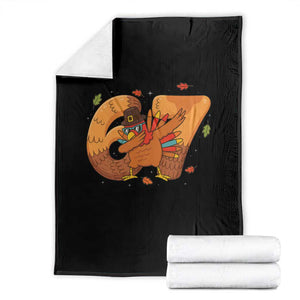 Thanksgiving Turkey Dabbing Throw Blanket Six Seven Meme Trending Gift TS12 Black Print Your Wear