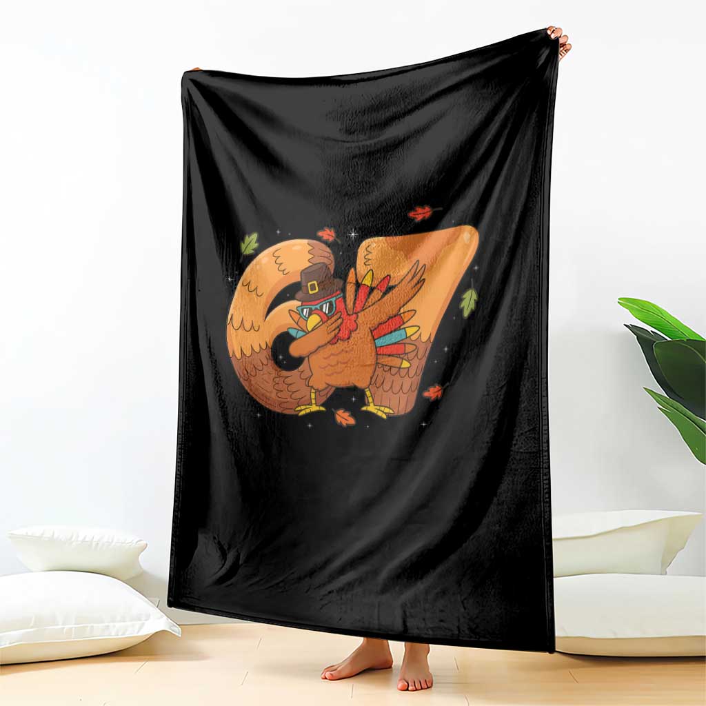 Thanksgiving Turkey Dabbing Throw Blanket Six Seven Meme Trending Gift TS12 Print Your Wear