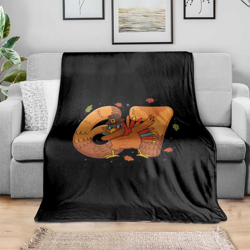 Thanksgiving Turkey Dabbing Throw Blanket Six Seven Meme Trending Gift TS12 Print Your Wear