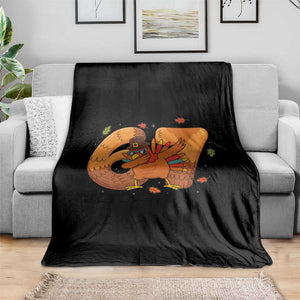Thanksgiving Turkey Dabbing Throw Blanket Six Seven Meme Trending Gift TS12 Print Your Wear