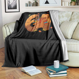 Thanksgiving Turkey Dabbing Throw Blanket Six Seven Meme Trending Gift TS12 Print Your Wear