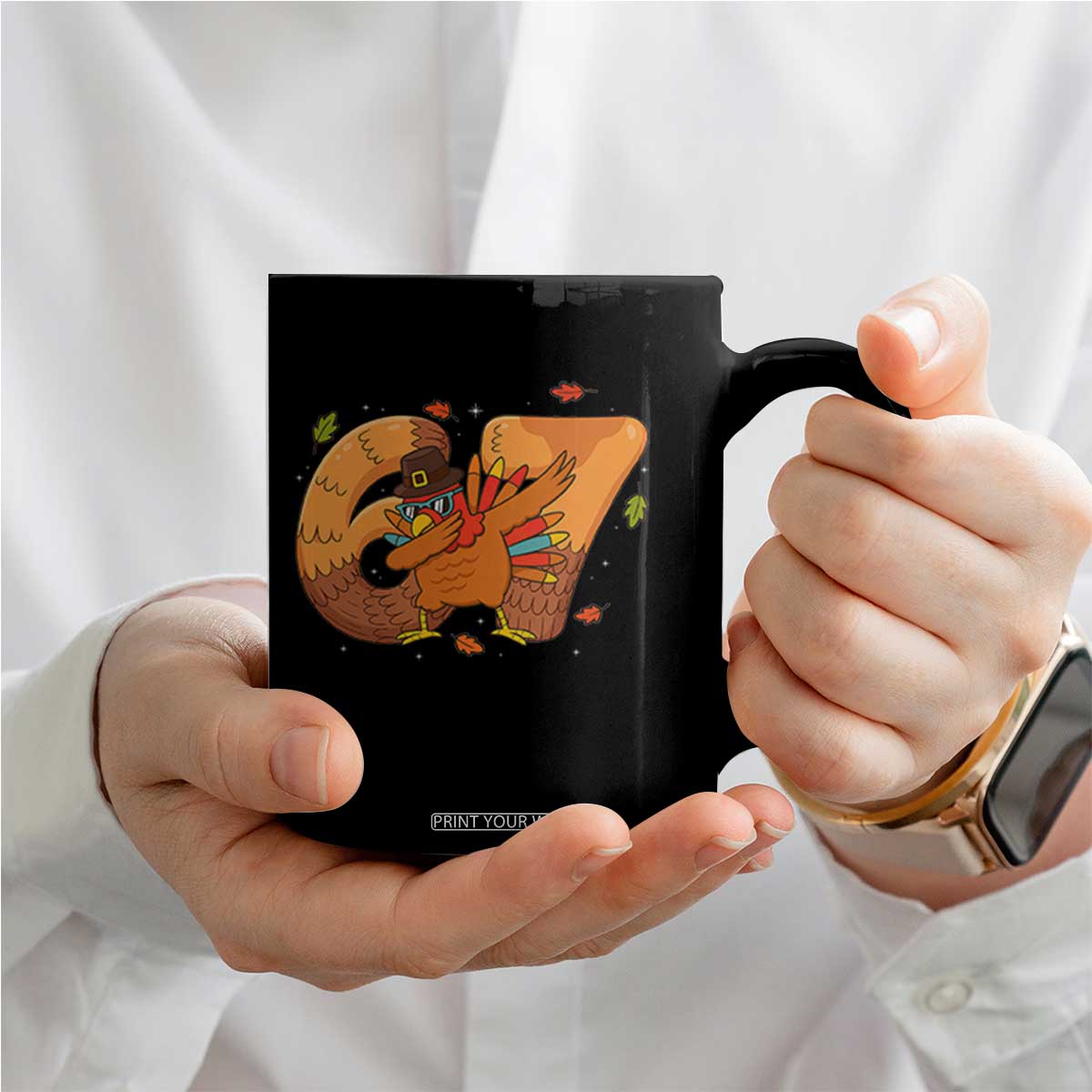 Thanksgiving Turkey Dabbing Coffee Mug Six Seven Meme Trending Gift TS12 Print Your Wear