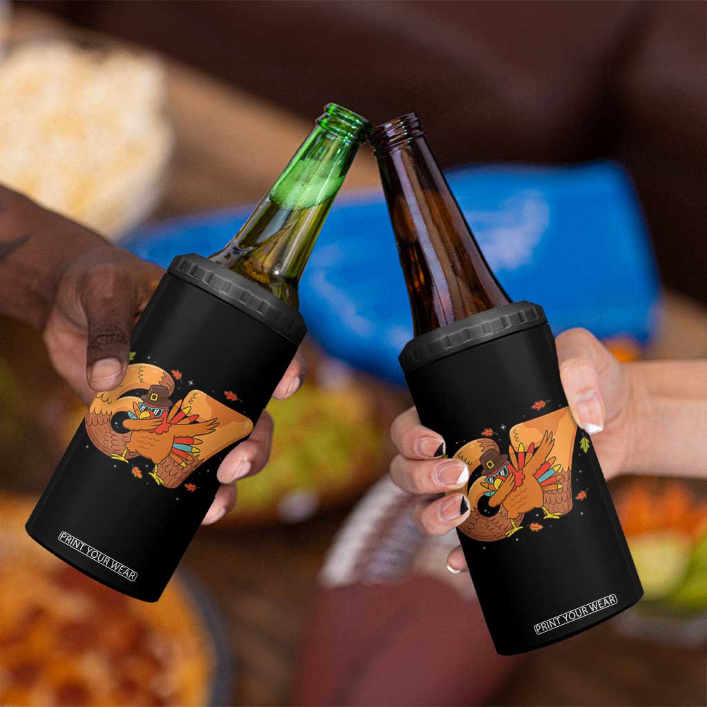 Thanksgiving Turkey Dabbing 4 in 1 Can Cooler Tumbler Six Seven Meme Trending Gift TS12 Print Your Wear