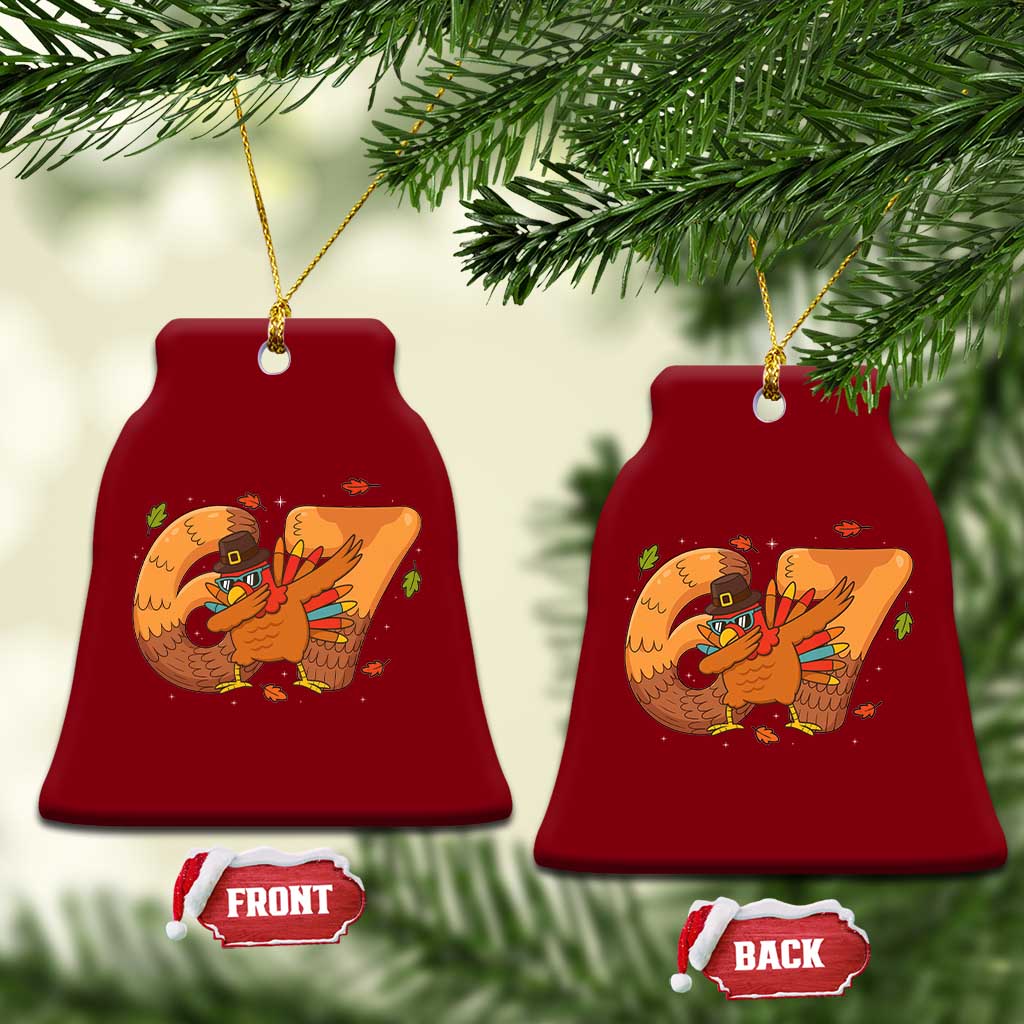 Thanksgiving Turkey Dabbing Ceramic Ornament Six Seven Meme Trending Gift TS12 Print Your Wear