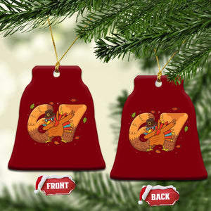 Thanksgiving Turkey Dabbing Ceramic Ornament Six Seven Meme Trending Gift TS12 Print Your Wear