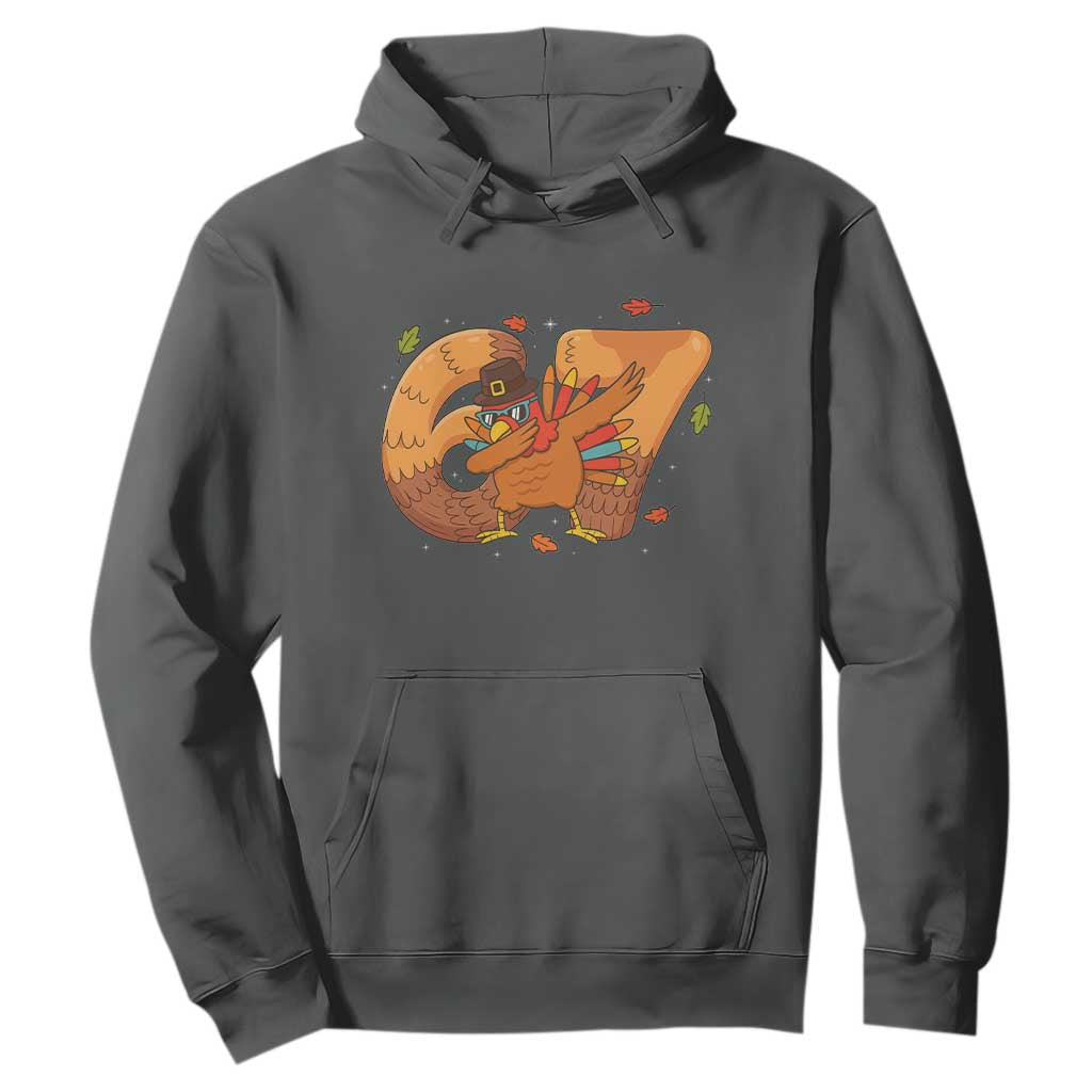 Thanksgiving Turkey Dabbing Hoodie Six Seven Meme Trending Gift TS12 Dark Heather Print Your Wear