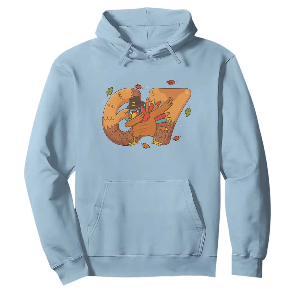 Thanksgiving Turkey Dabbing Hoodie Six Seven Meme Trending Gift TS12 Light Blue Print Your Wear