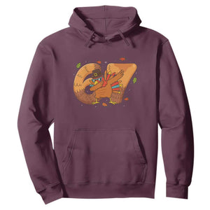 Thanksgiving Turkey Dabbing Hoodie Six Seven Meme Trending Gift TS12 Maroon Print Your Wear