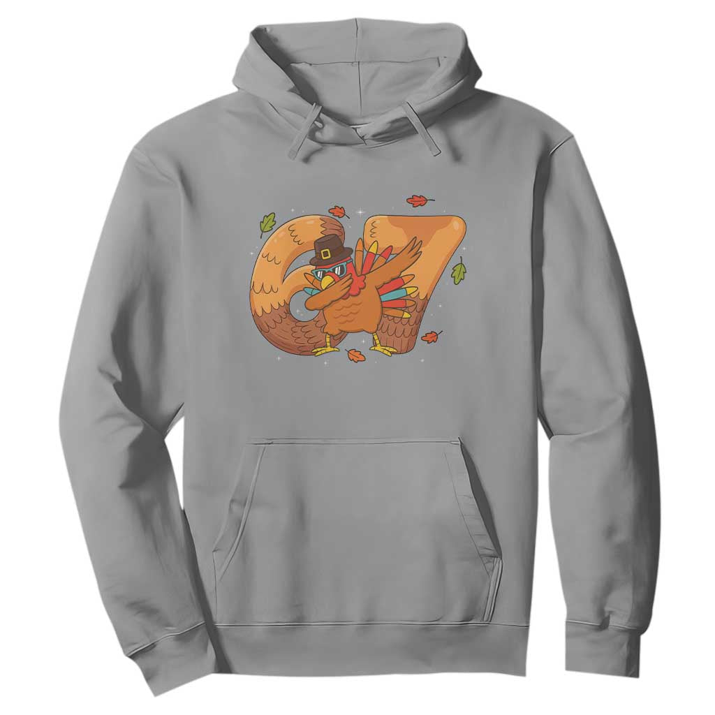 Thanksgiving Turkey Dabbing Hoodie Six Seven Meme Trending Gift TS12 Sport Gray Print Your Wear