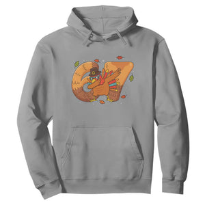 Thanksgiving Turkey Dabbing Hoodie Six Seven Meme Trending Gift TS12 Sport Gray Print Your Wear