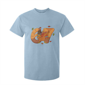 Thanksgiving Turkey Dabbing T Shirt For Kid Six Seven Meme Trending Gift TS12 Light Blue Print Your Wear
