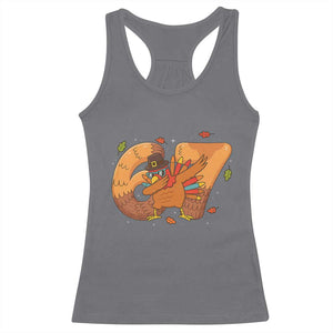 Thanksgiving Turkey Dabbing Racerback Tank Top Six Seven Meme Trending Gift TS12 Charcoal Print Your Wear