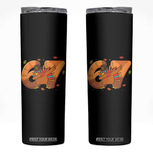 Thanksgiving Turkey Dabbing Skinny Tumbler Six Seven Meme Trending Gift TS12 Black Print Your Wear