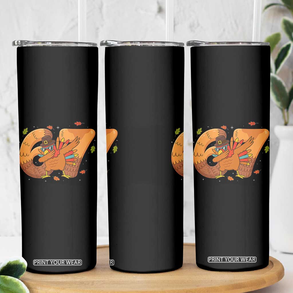 Thanksgiving Turkey Dabbing Skinny Tumbler Six Seven Meme Trending Gift TS12 Print Your Wear