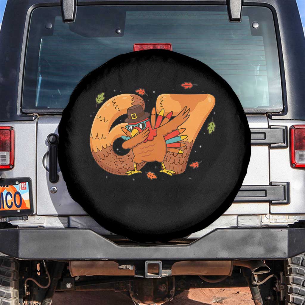 Thanksgiving Turkey Dabbing Spare Tire Cover Six Seven Meme Trending Gift TS12 No hole Black Print Your Wear