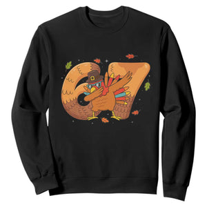 Thanksgiving Turkey Dabbing Sweatshirt Six Seven Meme Trending Gift TS12 Black Print Your Wear