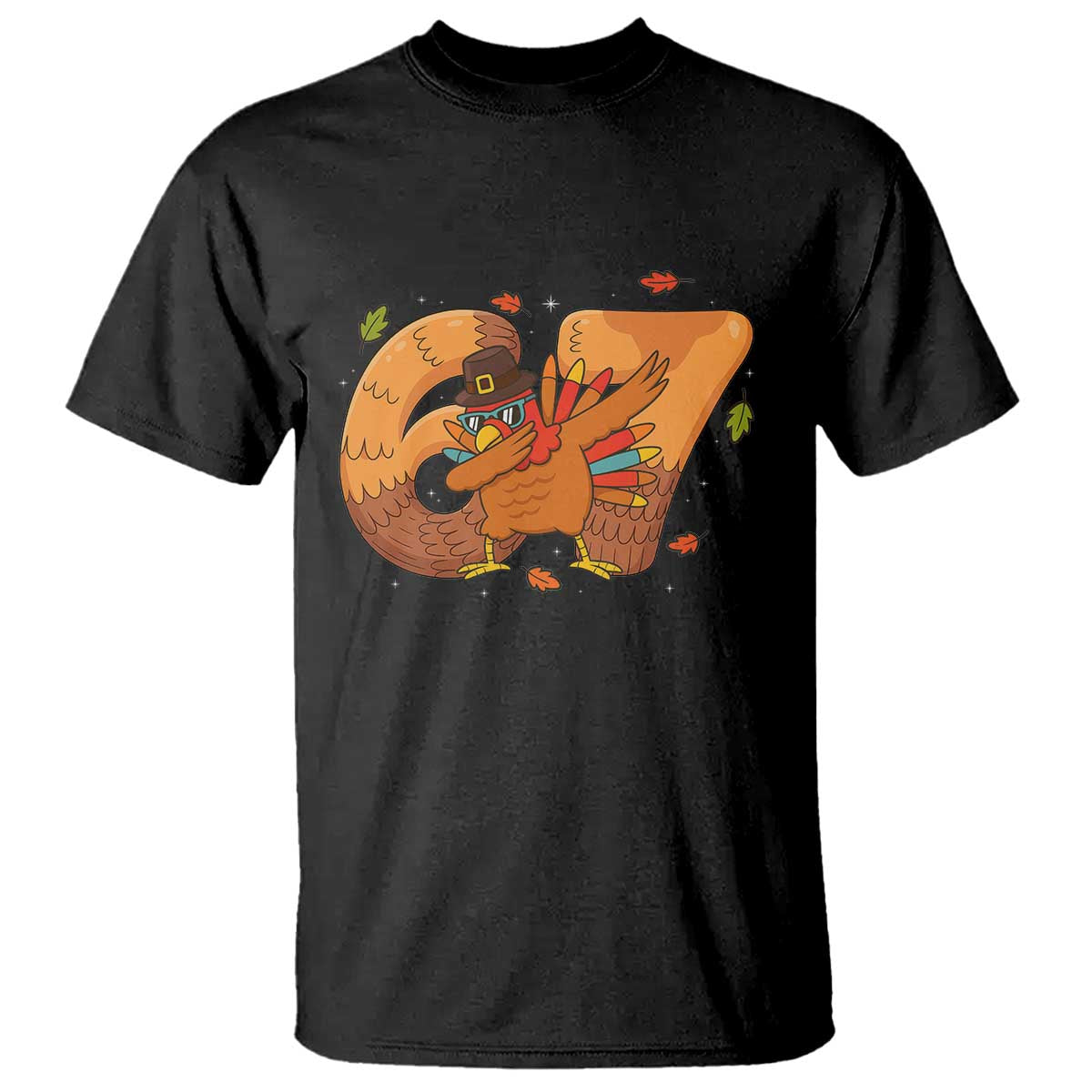 Thanksgiving Turkey Dabbing T Shirt Six Seven Meme Trending Gift TS12 Black Print Your Wear