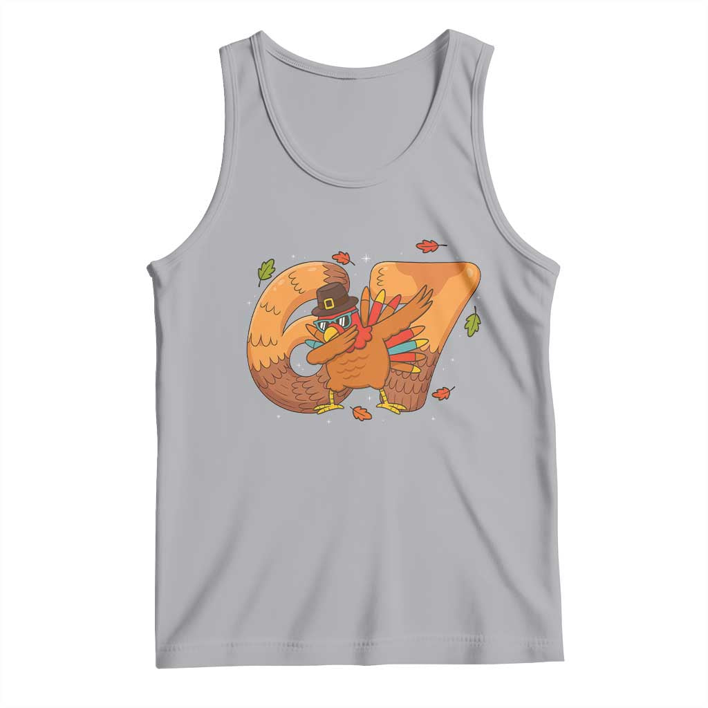Thanksgiving Turkey Dabbing Tank Top Six Seven Meme Trending Gift TS12 Athletic Heather Print Your Wear