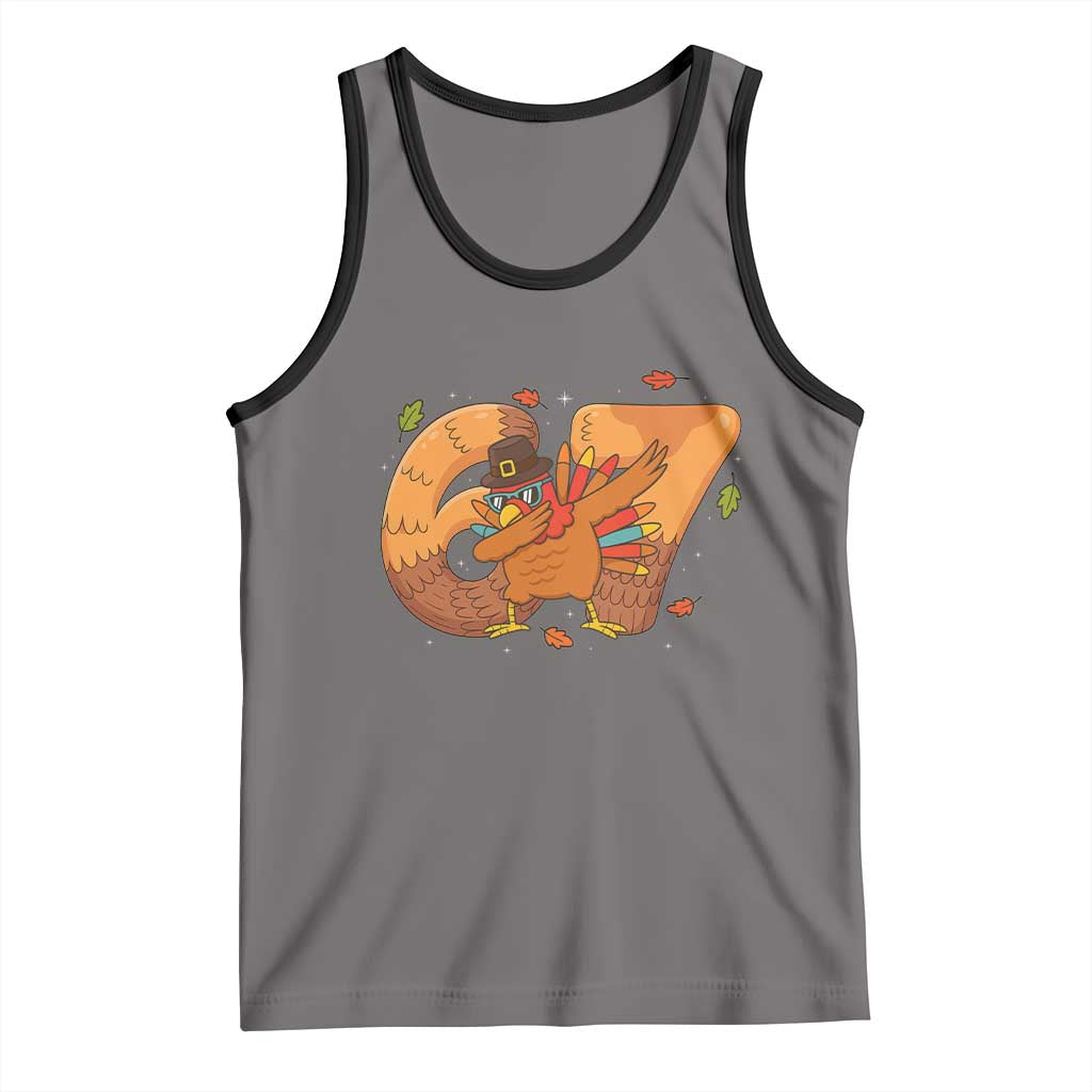 Thanksgiving Turkey Dabbing Tank Top Six Seven Meme Trending Gift TS12 Deep Heather Black Print Your Wear
