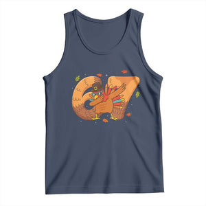 Thanksgiving Turkey Dabbing Tank Top Six Seven Meme Trending Gift TS12 Navy Print Your Wear
