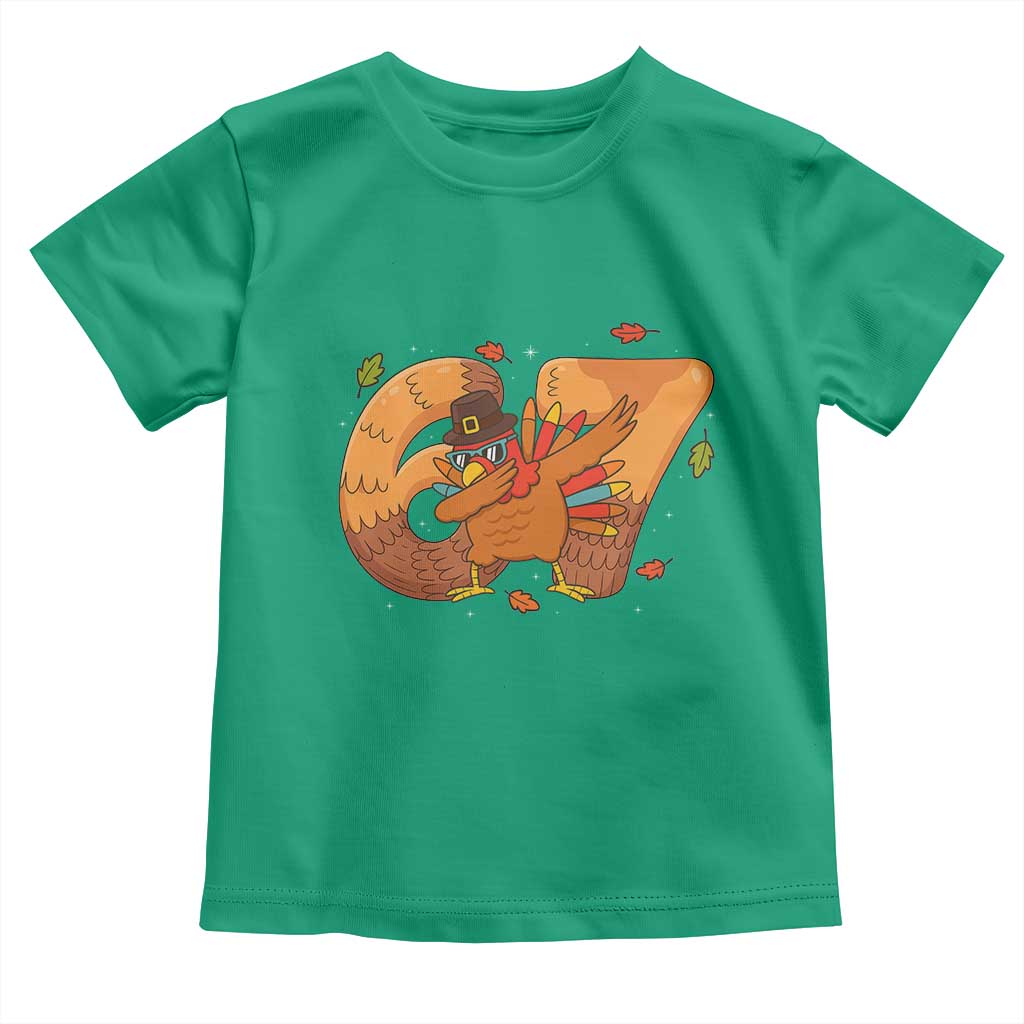 Thanksgiving Turkey Dabbing Toddler T Shirt Six Seven Meme Trending Gift TS12 Irish Green Print Your Wear