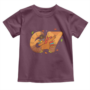 Thanksgiving Turkey Dabbing Toddler T Shirt Six Seven Meme Trending Gift TS12 Maroon Print Your Wear