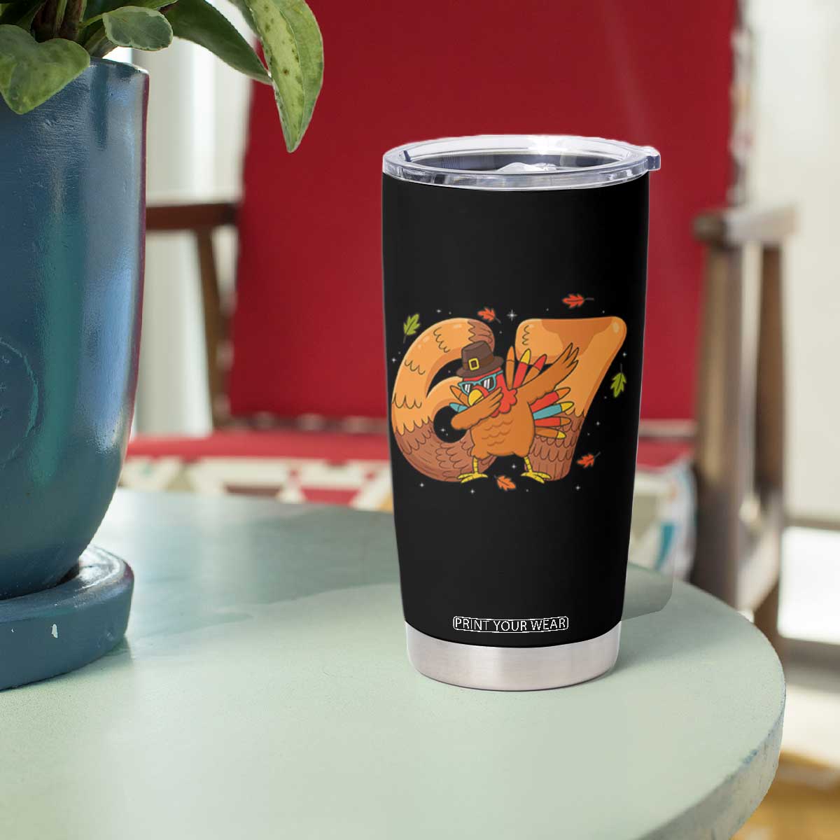 Thanksgiving Turkey Dabbing Tumbler Cup Six Seven Meme Trending Gift TS12 Print Your Wear
