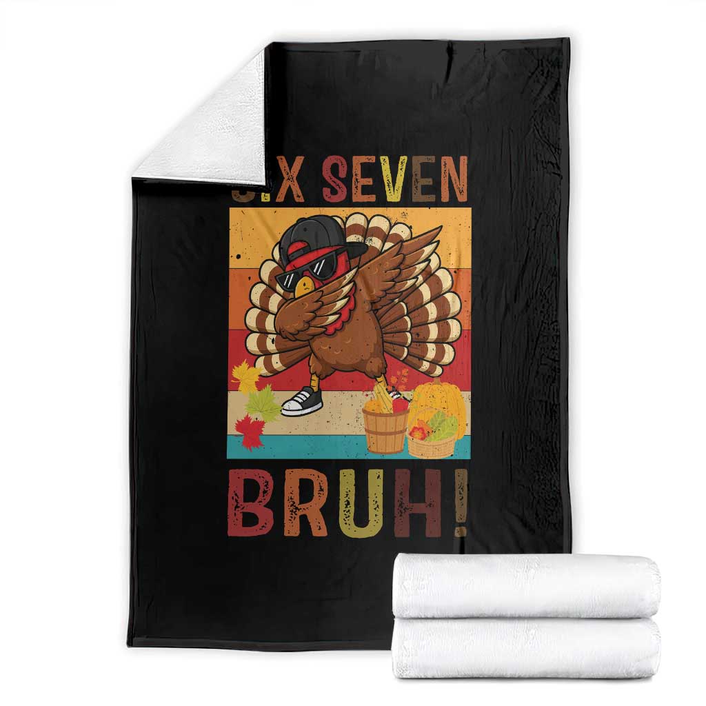 Six Seven Meme Turkey Dabbing Throw Blanket Funny Thanksgiving Gift TS12 Black Print Your Wear