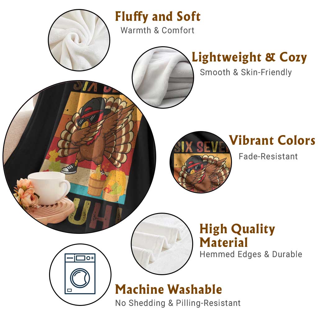 Six Seven Meme Turkey Dabbing Throw Blanket Funny Thanksgiving Gift TS12 Print Your Wear