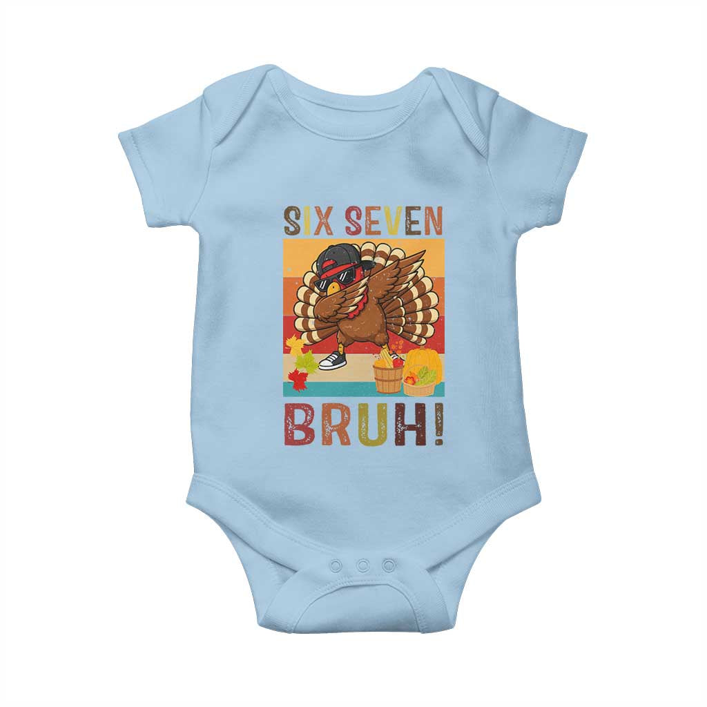 Six Seven Meme Turkey Dabbing Baby Onesie Funny Thanksgiving Gift TS12 Light Blue Print Your Wear