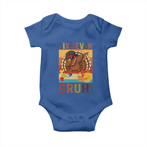 Six Seven Meme Turkey Dabbing Baby Onesie Funny Thanksgiving Gift TS12 Royal Blue Print Your Wear
