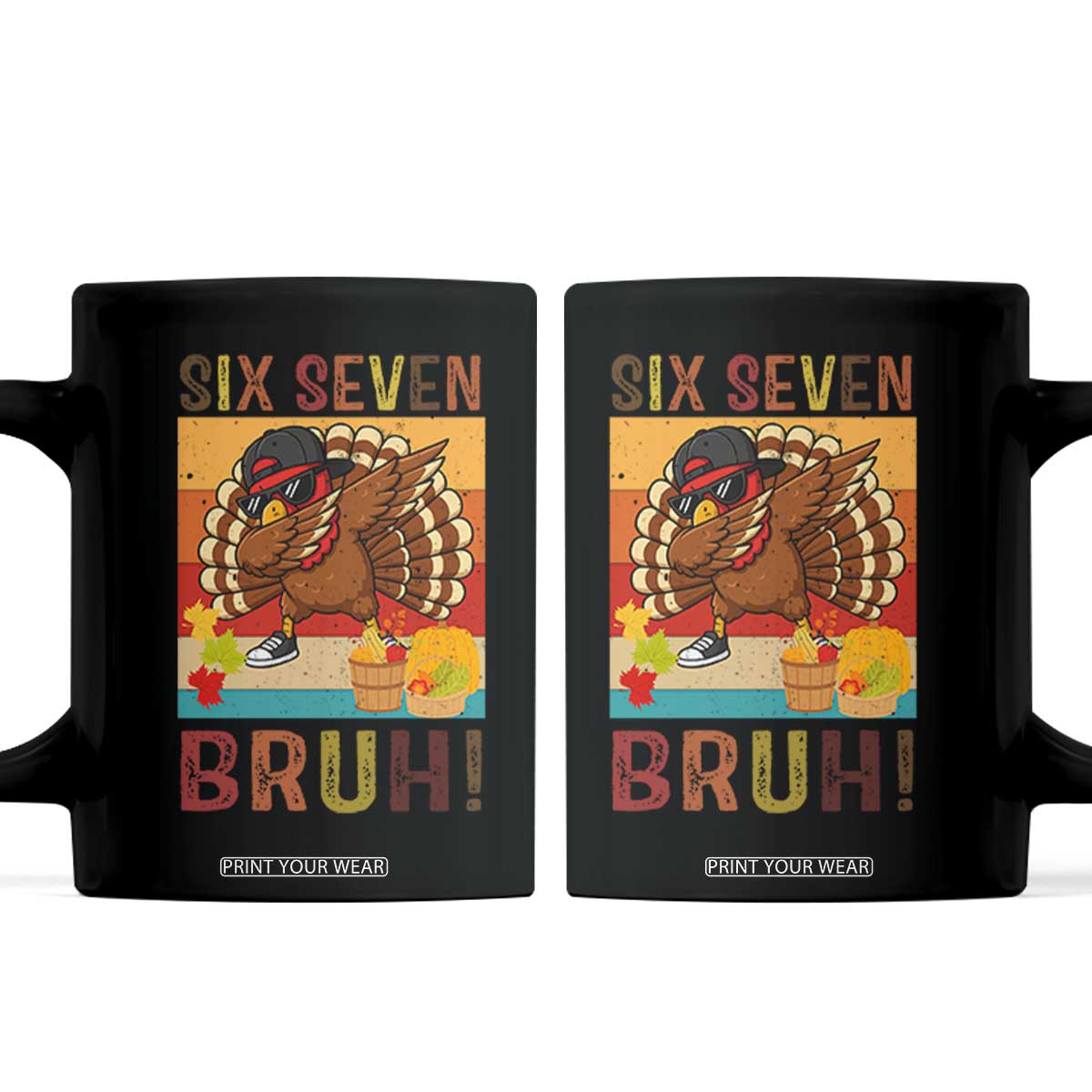Six Seven Meme Turkey Dabbing Coffee Mug Funny Thanksgiving Gift TS12 Black Print Your Wear