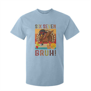 Six Seven Meme Turkey Dabbing T Shirt For Kid Funny Thanksgiving Gift TS12 Light Blue Print Your Wear