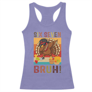 Six Seven Meme Turkey Dabbing Racerback Tank Top Funny Thanksgiving Gift TS12 Violet Print Your Wear