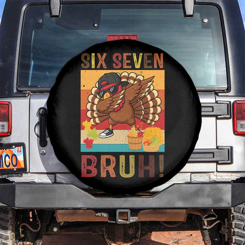 Six Seven Meme Turkey Dabbing Spare Tire Cover Funny Thanksgiving Gift TS12 No hole Black Print Your Wear