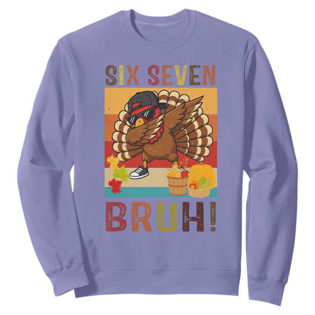 Six Seven Meme Turkey Dabbing Sweatshirt Funny Thanksgiving Gift TS12 Violet Print Your Wear