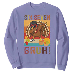 Six Seven Meme Turkey Dabbing Sweatshirt Funny Thanksgiving Gift TS12 Violet Print Your Wear