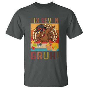 Six Seven Meme Turkey Dabbing T Shirt Funny Thanksgiving Gift TS12 Dark Heather Print Your Wear
