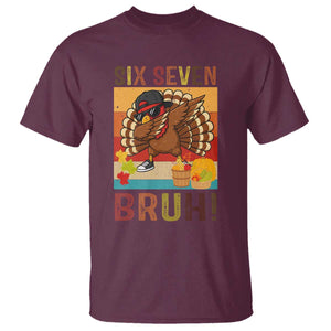 Six Seven Meme Turkey Dabbing T Shirt Funny Thanksgiving Gift TS12 Maroon Print Your Wear