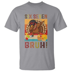 Six Seven Meme Turkey Dabbing T Shirt Funny Thanksgiving Gift TS12 Sport Gray Print Your Wear