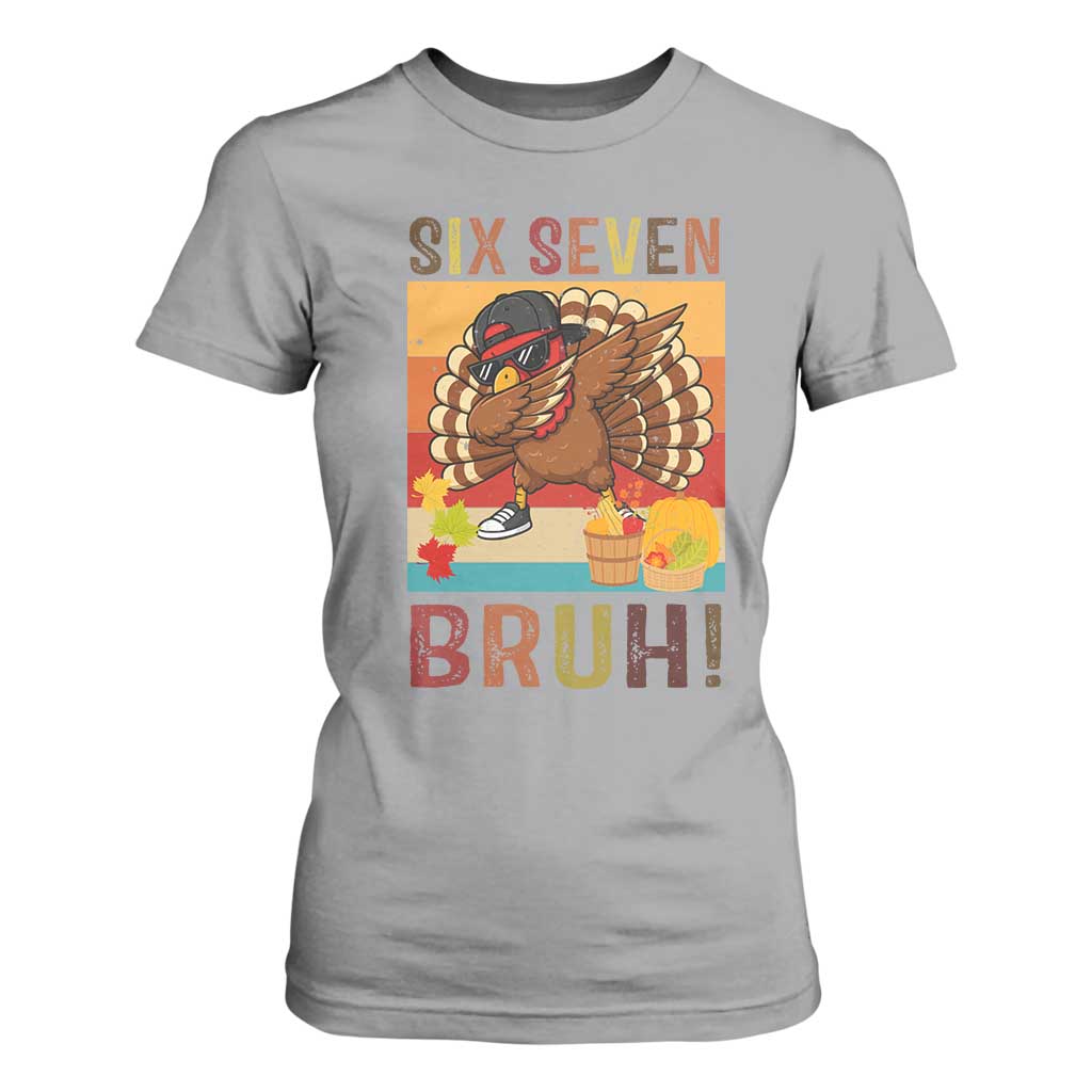 Six Seven Meme Turkey Dabbing T Shirt For Women Funny Thanksgiving Gift TS12 Sport Gray Print Your Wear