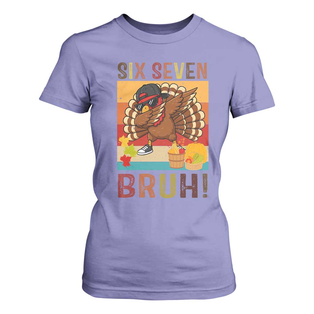 Six Seven Meme Turkey Dabbing T Shirt For Women Funny Thanksgiving Gift TS12 Violet Print Your Wear