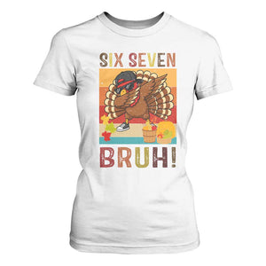 Six Seven Meme Turkey Dabbing T Shirt For Women Funny Thanksgiving Gift TS12 White Print Your Wear