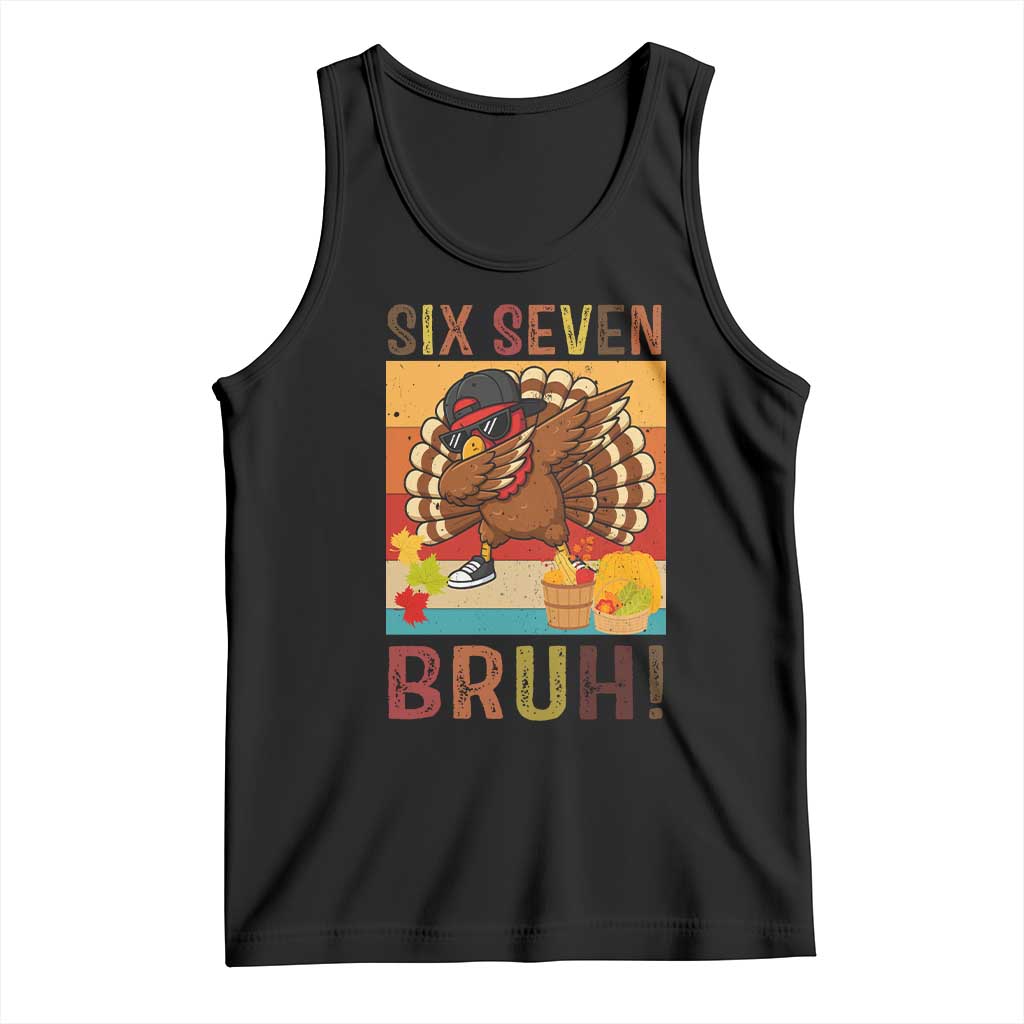 Six Seven Meme Turkey Dabbing Tank Top Funny Thanksgiving Gift TS12 Black Print Your Wear