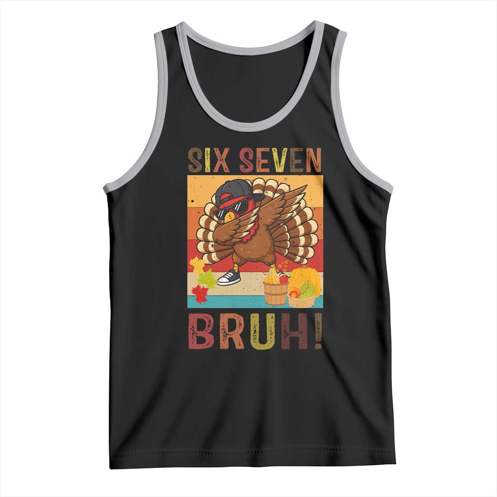 Six Seven Meme Turkey Dabbing Tank Top Funny Thanksgiving Gift TS12 Black Athletic Heather Print Your Wear