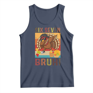 Six Seven Meme Turkey Dabbing Tank Top Funny Thanksgiving Gift TS12 Navy Print Your Wear