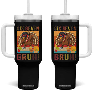 Six Seven Meme Turkey Dabbing Tumbler With Handle Funny Thanksgiving Gift TS12 One Size: 40 oz Black Print Your Wear