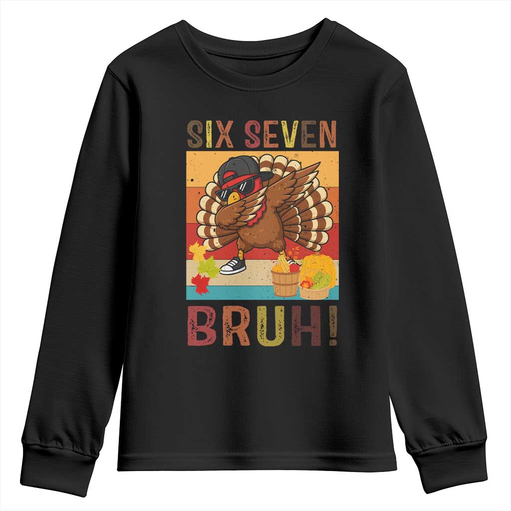 Six Seven Meme Turkey Dabbing Youth Sweatshirt Funny Thanksgiving Gift TS12 Black Print Your Wear
