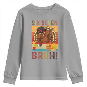 Six Seven Meme Turkey Dabbing Youth Sweatshirt Funny Thanksgiving Gift TS12 Sport Gray Print Your Wear